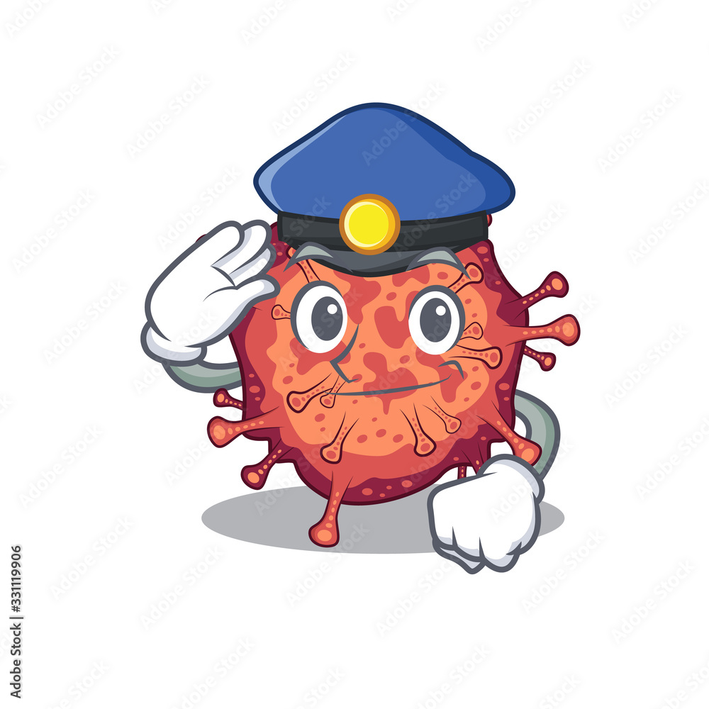 A picture of contagious corona virus performed as a Police officer
