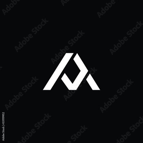 Minimal elegant monogram art logo. Outstanding professional trendy awesome artistic AP PA AJ JA initial based Alphabet icon logo. Premium Business logo White color on black background