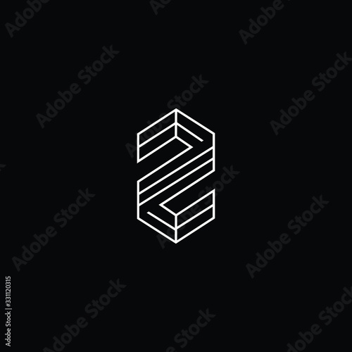 Minimal elegant monogram art logo. Outstanding professional trendy awesome artistic Z ZZ ZZZ initial based Alphabet icon logo. Premium Business logo White color on black background