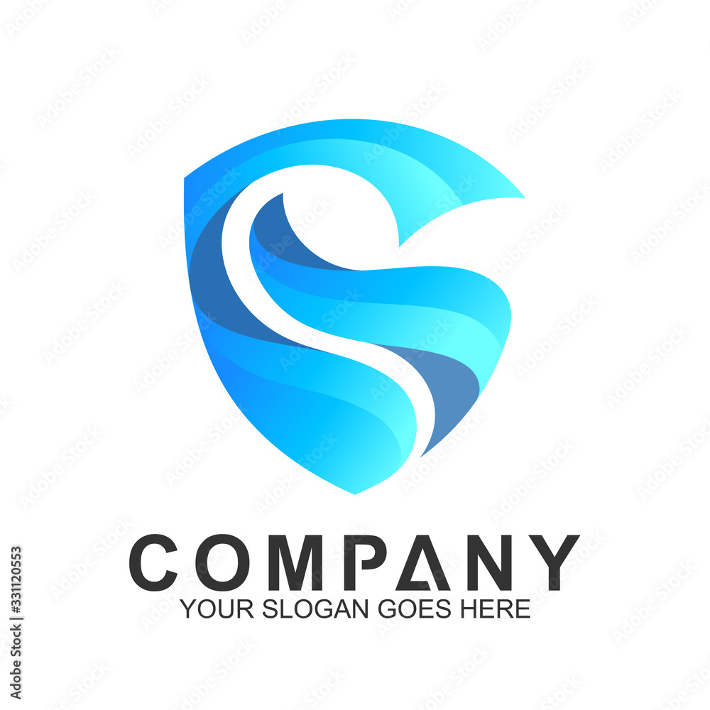 Naklejka premium Shield Letter G Logo With Wave Shape Concept, Protection And Care Logo, Guardian Symbol