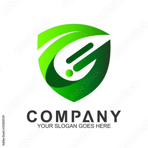 Shield Letter G Logo With Leaf Shape, Protection And Care Logo, Guardian Symbol