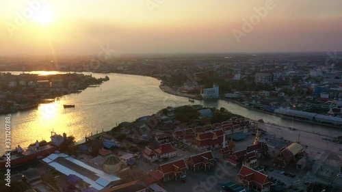 aerial view of manachai in sumuth sakorn province thailand photo