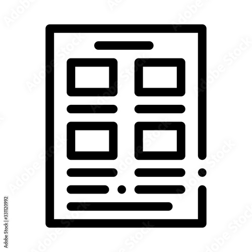 Newspaper Poster Icon Vector. Outline Newspaper Poster Sign. Isolated Contour Symbol Illustration