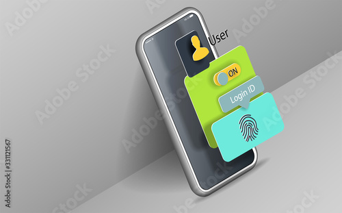 Mobile phone on the desktop with a user interface for logging in to the website admin panel
