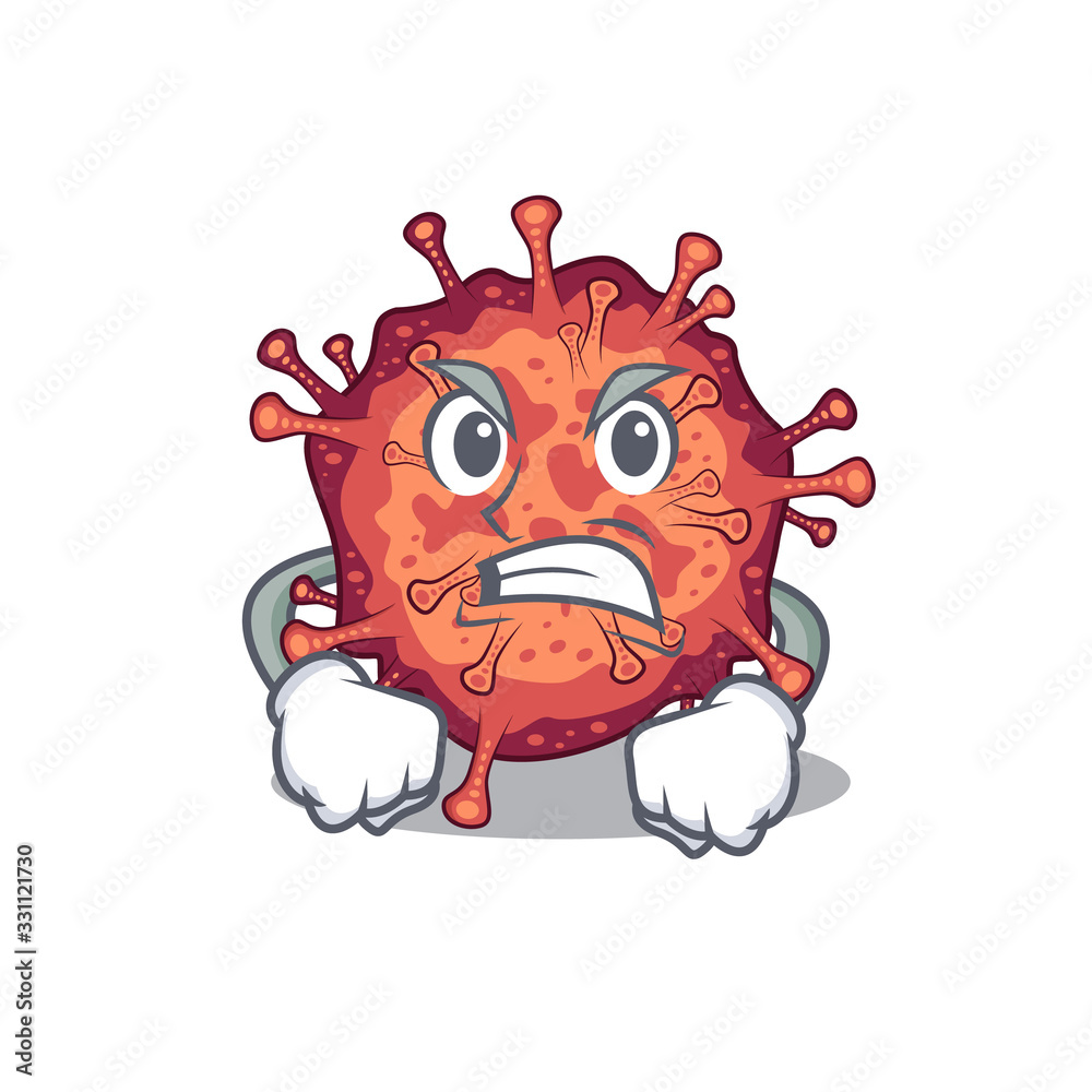 Contagious corona virus cartoon character design with angry face