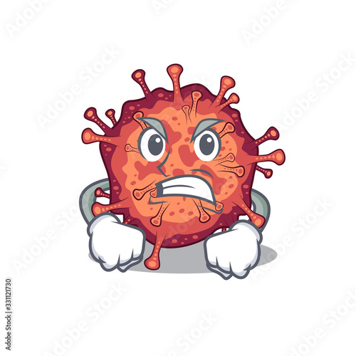 Contagious corona virus cartoon character design with angry face © kongvector