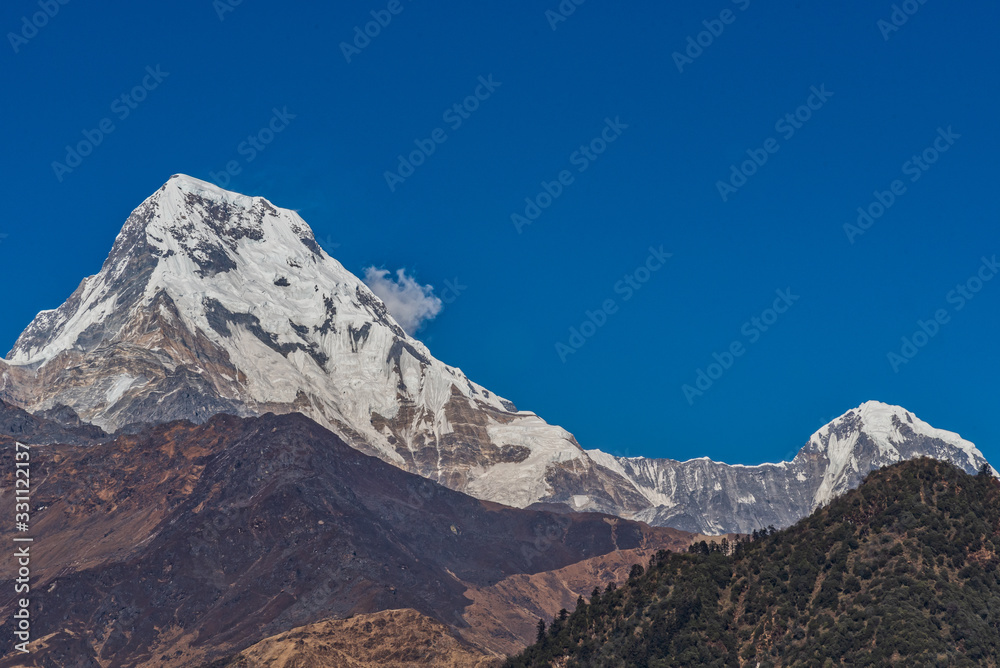 Majestic view of Annapurna south and Himchuli from Poonhill Ghorepani Nepal