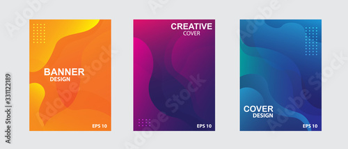 Minimal annual report design vector collection. Abstract liquid shape. Dynamic shapes composition.	