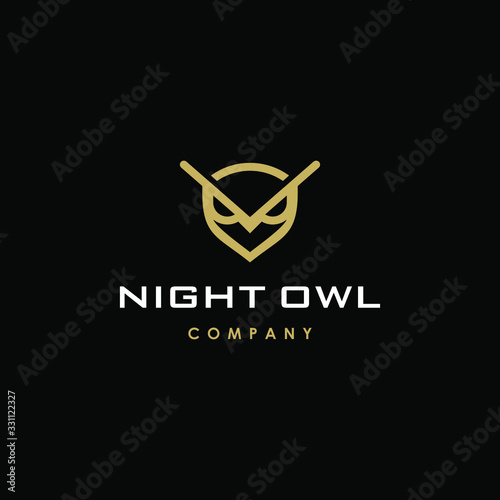 geometric owl head logo icon vector illustration clip art isolated on black background