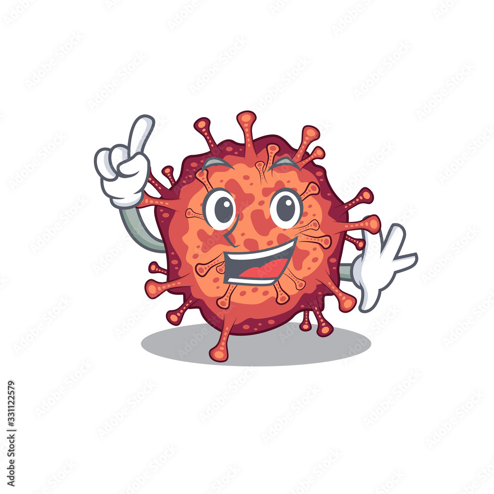 One Finger contagious corona virus in mascot cartoon character style
