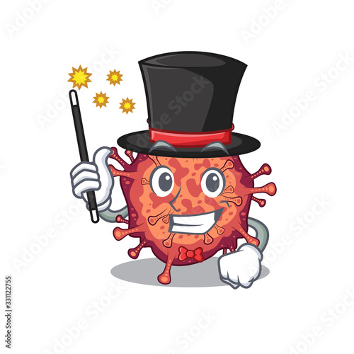 Charming contagious corona virus cartoon design performance as a Magician style