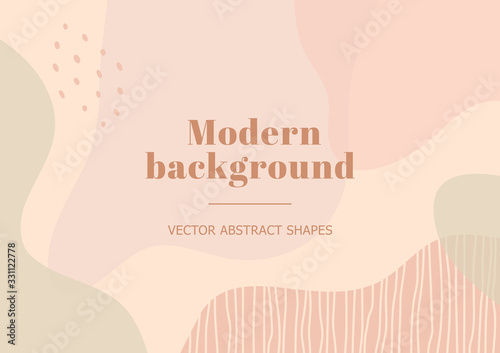 Modern  stylish template with organic abstract shapes in nude pastel colors. Neutral background for beauty branding design. Contemporary collage for beauty branding design. Vector Illustration