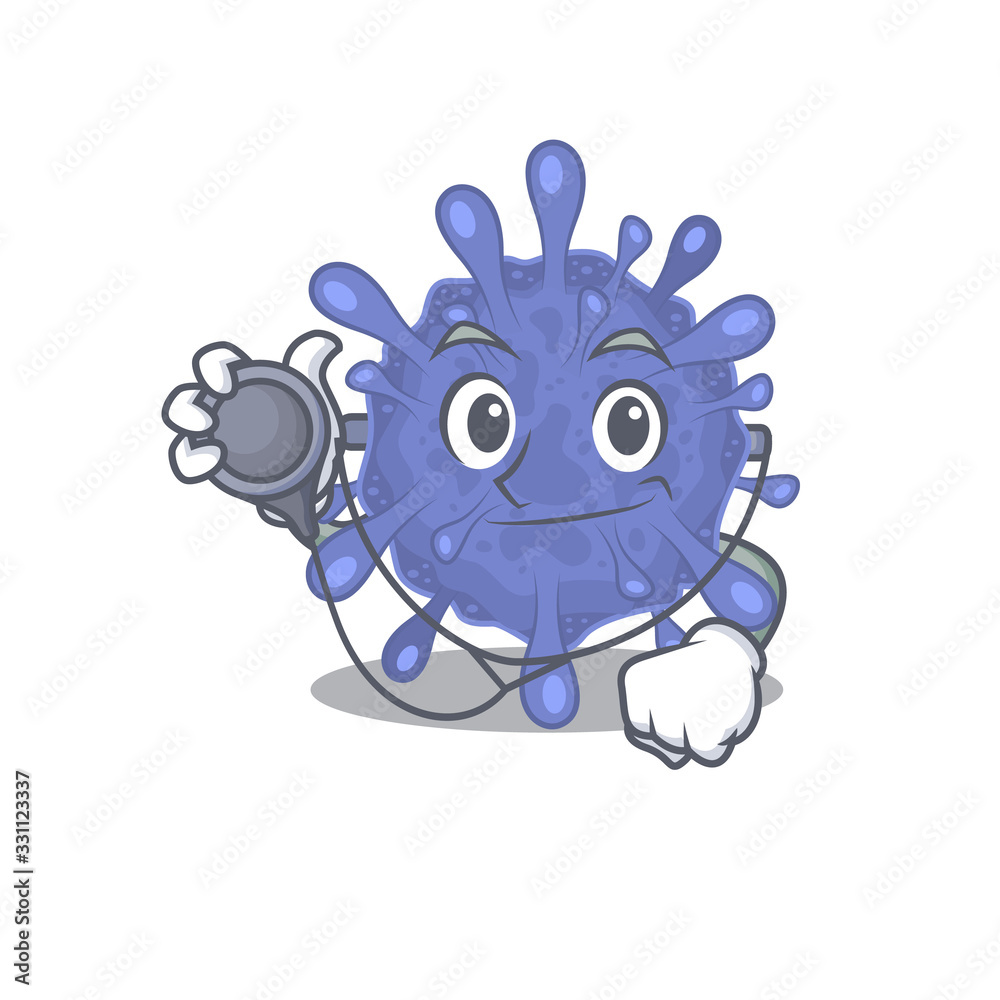 An elegant biohazard viruscorona in a Doctor Cartoon character with tools An elegant biohazard viruscorona in a Doctor Cartoon character with tools