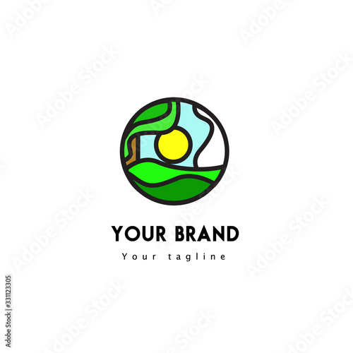 line art minimalist logo design template summer spring