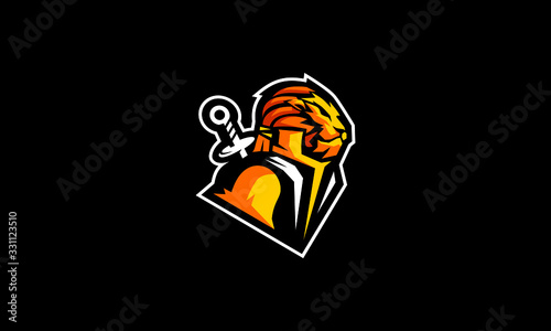 lion warrior logo icon vector
