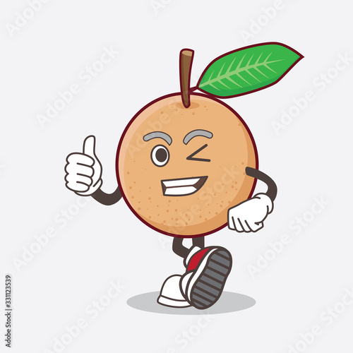 Longan Fruit cartoon mascot character making Thumbs up gesture