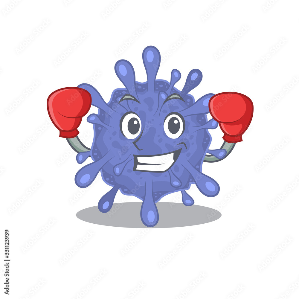 A sporty biohazard viruscorona boxing mascot design style A sporty biohazard viruscorona boxing mascot design style