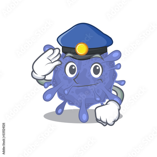 A picture of biohazard viruscorona performed as a Police officer