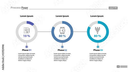 Fotografi Three phase process chart slide template
