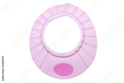 Hat for wash baby hair helps to prevent water and shampoo getting into the eyes isolated on white background included clipping path.