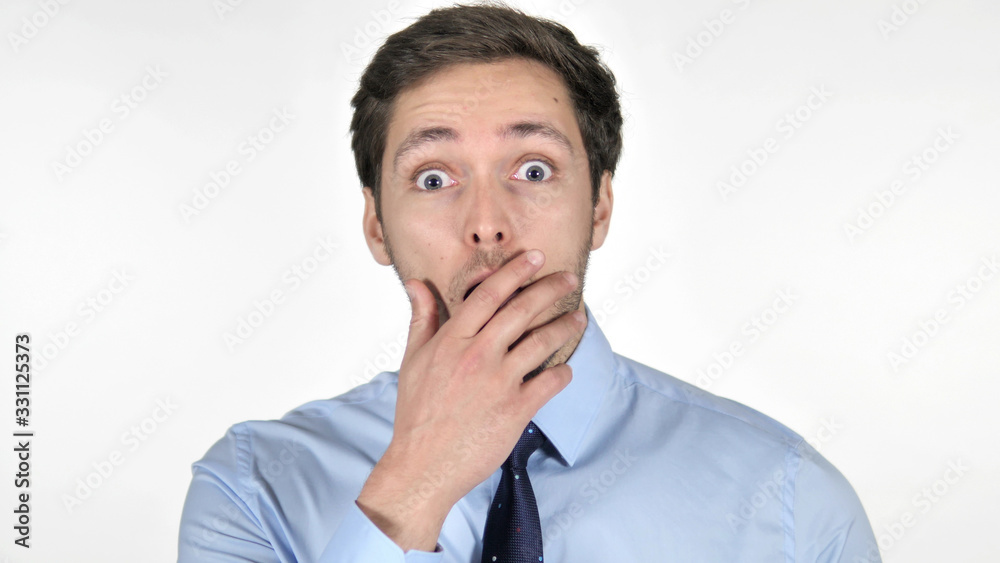 Wondering Young Businessman on White Background Wondering Young Businessman on White Background
