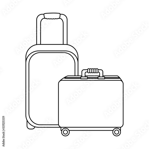 set of wheeled suitcases isolated icons vector illustration design