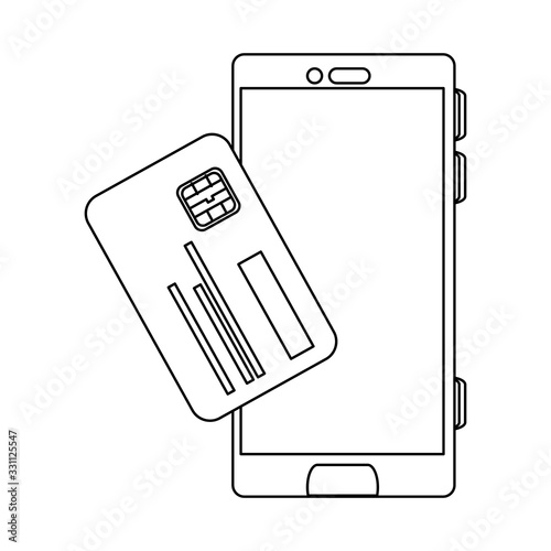 smartphone with credit card isolated icon vector illustration designs