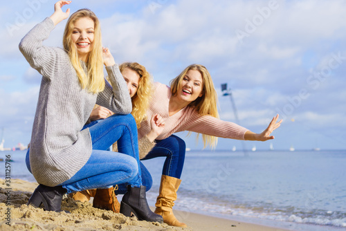 Three fashionable models outdoor
