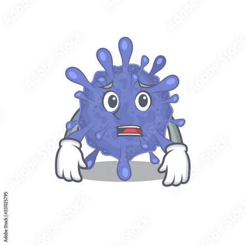 Cartoon picture of biohazard viruscorona showing anxious face
