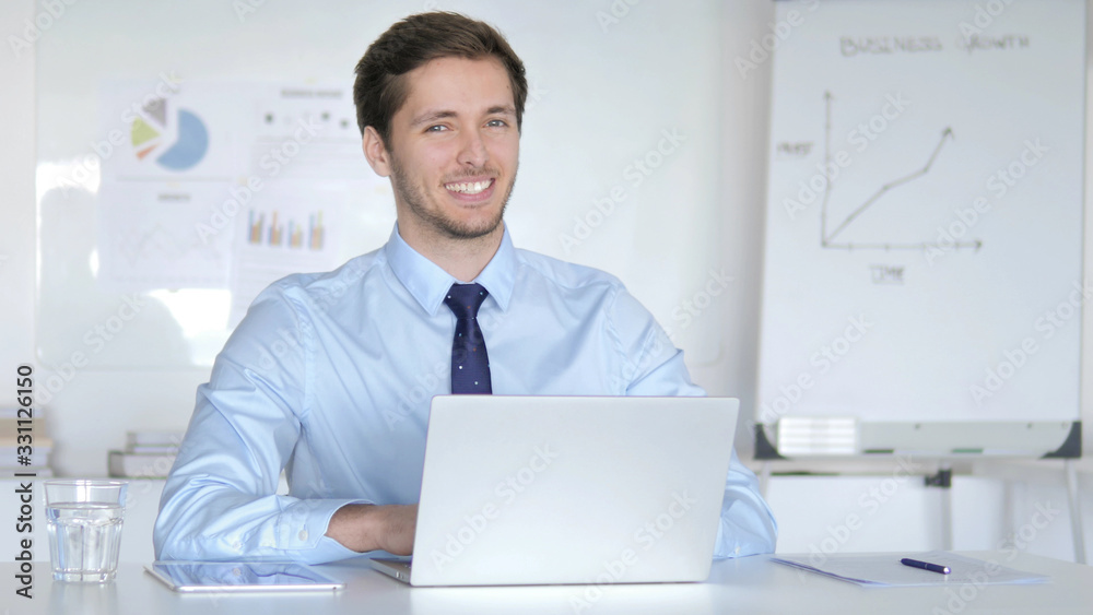 Agree Young Businessman Accepting Offer in Office Agree Young Businessman Accepting Offer in Office