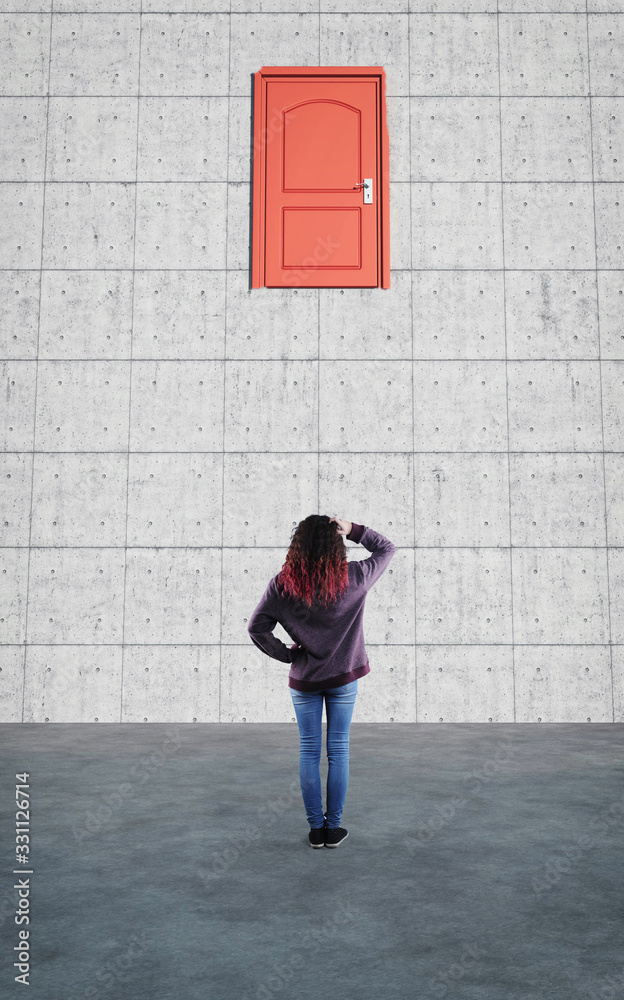 Closed door on wall Closed door on wall