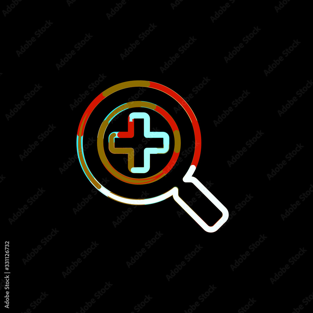 Symbol search plus from multi-colored circles and stripes. Red, brown, blue, white Symbol search plus from multi-colored circles and stripes. Red, brown, blue, white