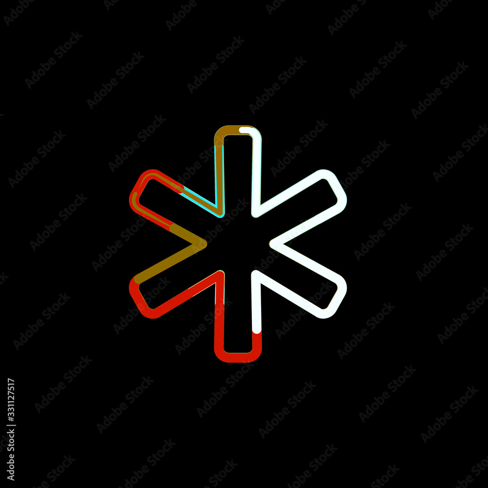 Obraz premium Symbol asterisk from multi-colored circles and stripes. Red, brown, blue, white
