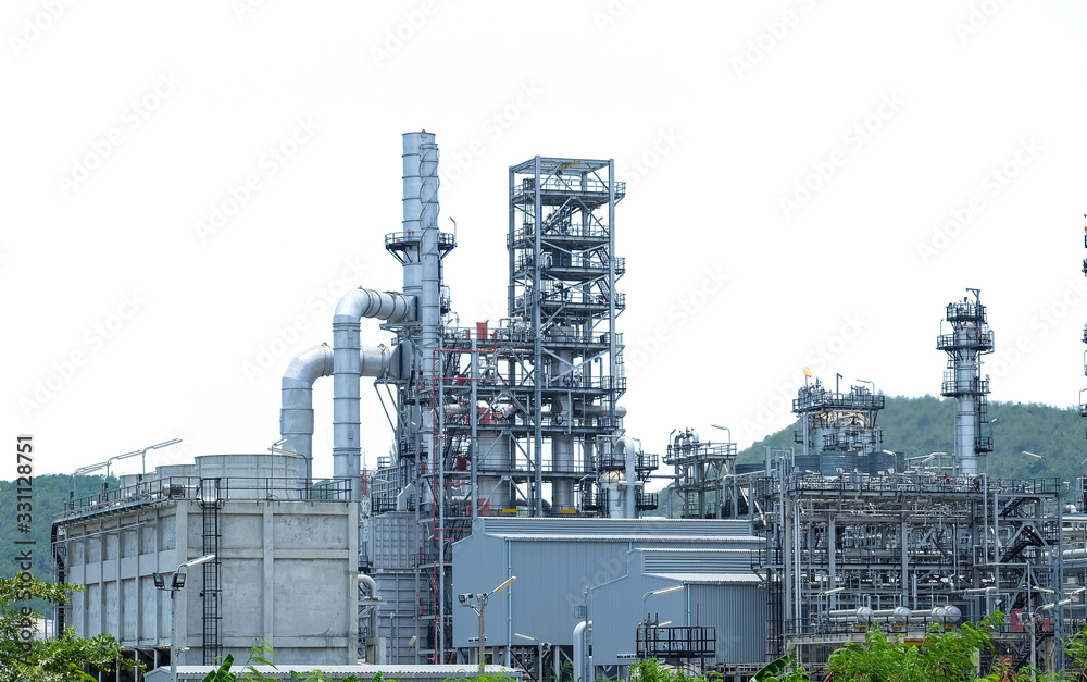 oil refinery industry plant on white background