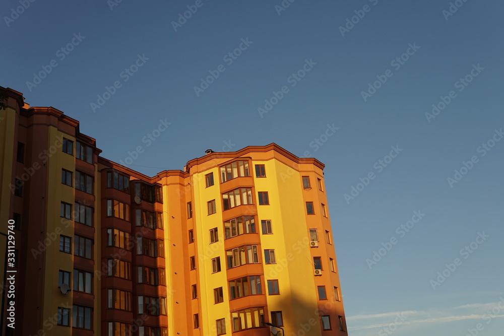 Modern condominium building real etate in city with blue sky
