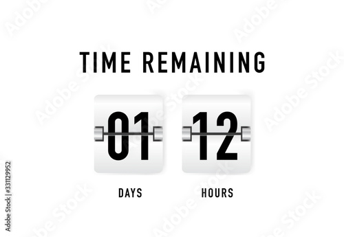 Flip countdown clock counter timer. Vector