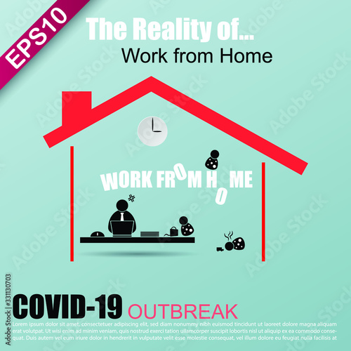 The Reality of Work from home in COVID-19 virus outbreak, social distancing company allow employee work at home and look to their children and to prevent virus infection