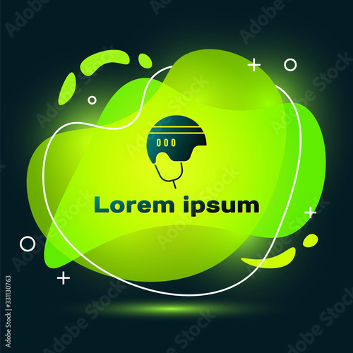 Black Hockey helmet icon isolated on black background. Abstract banner with liquid shapes. Vector Illustration photo