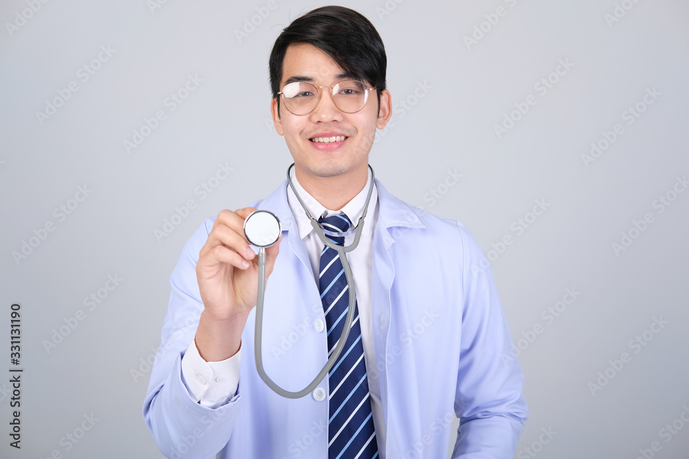 doctor physician practitioner with stethoscope on white background. medical healthcare concept doctor physician practitioner with stethoscope on white background. medical healthcare concept