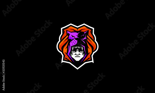 lion warrior logo icon vector