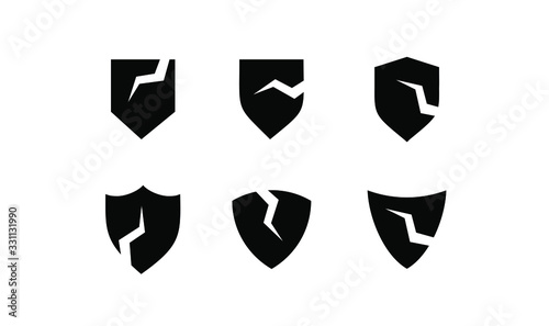 collection broken shield logo icon template