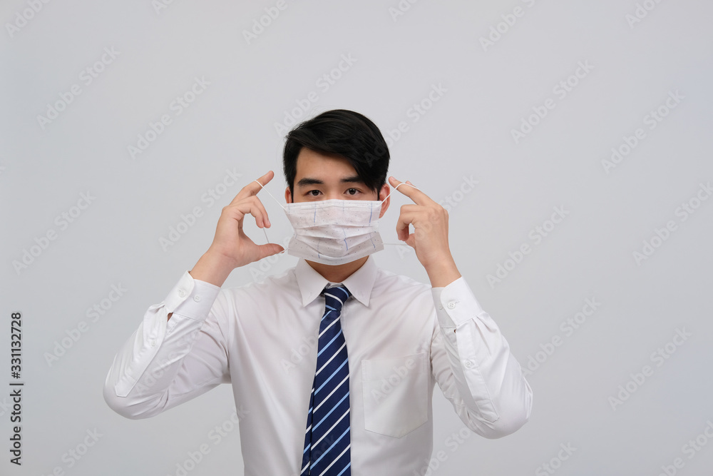 businessman man wearing protective mask against cold flu virus bacteria infection pollution businessman man wearing protective mask against cold flu virus bacteria infection pollution