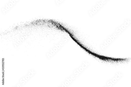 Black grainy wave texture isolated on white background. Dust overlay. Dark noise granules. Digitally generated image. Vector design elements. Illustration, Eps 10.