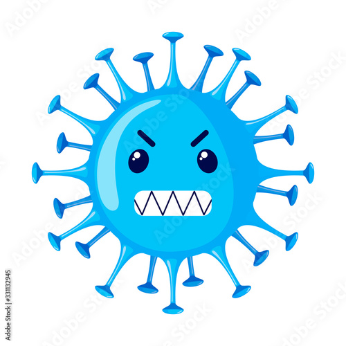 Vector Coronavirus Monster icon with angry face in flat style isolated on white.