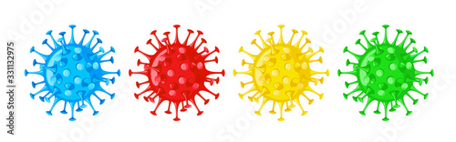 Set of multi-colored Vector Coronavirus Bacteria icons in flat style isolated on white.