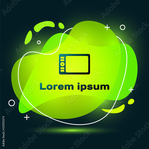 Black Graphic tablet icon isolated on black background. Abstract banner with liquid shapes. Vector Illustration