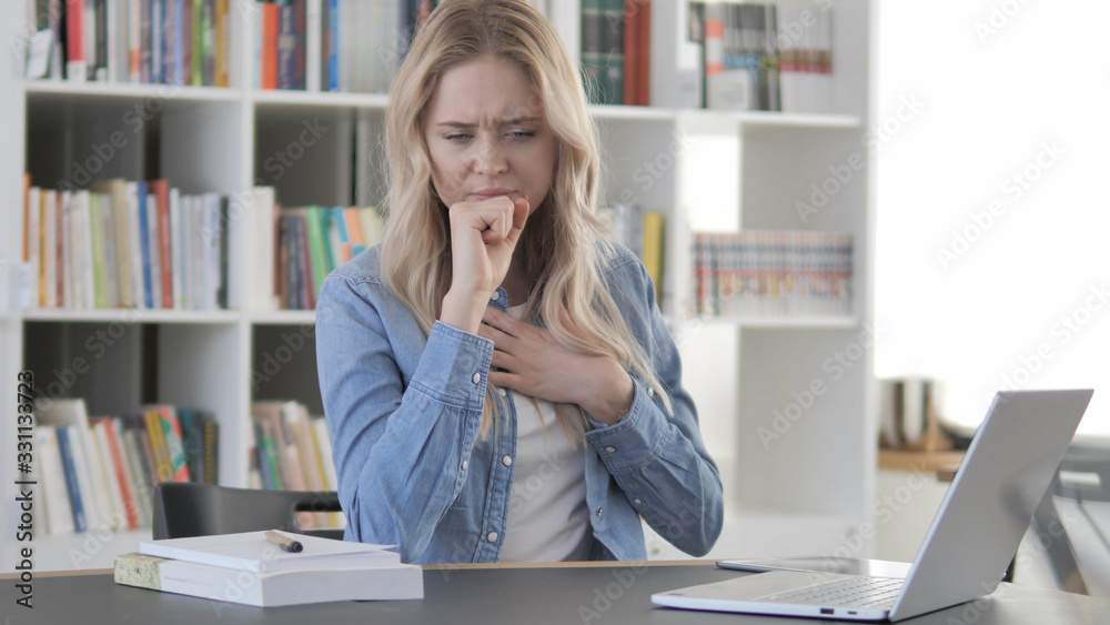 Sick Young Blonde Woman Coughing, Lungs infection Sick Young Blonde Woman Coughing, Lungs infection
