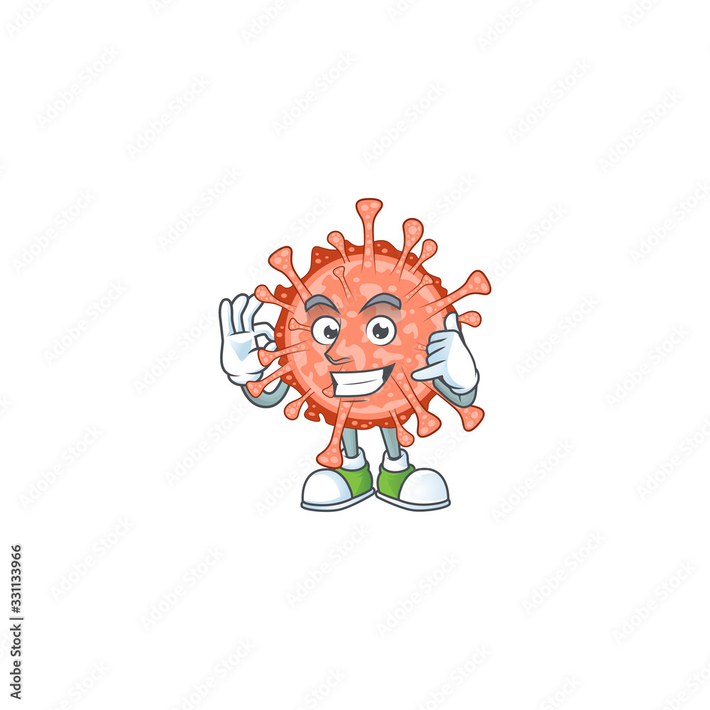 Call me funny gesture bulbul coronavirus mascot cartoon design