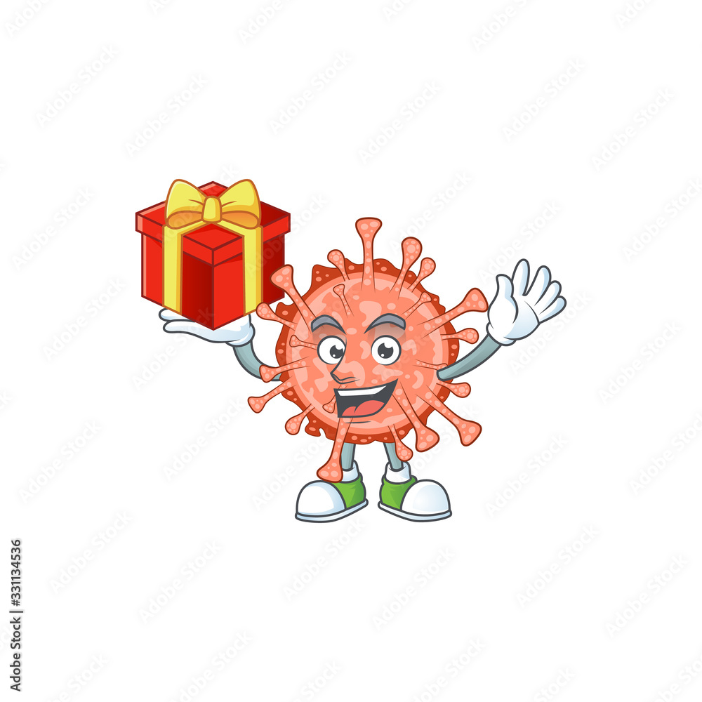 A mascot design style of bulbul coronavirus showing crazy face