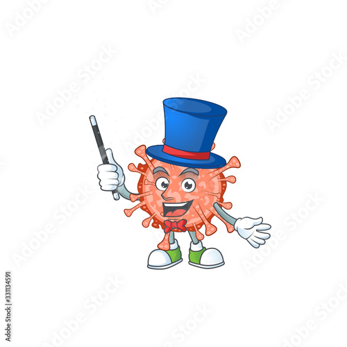 Charming bulbul coronavirus cartoon design performance as a Magician style